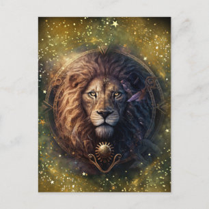 Carte Postale Dessin aquarelle Signe du zodiaque Lion
