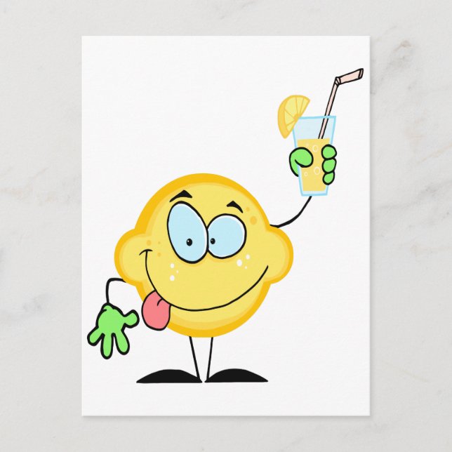 Carte Postale dessin au citron mignon et stupide en train de boi (Devant)