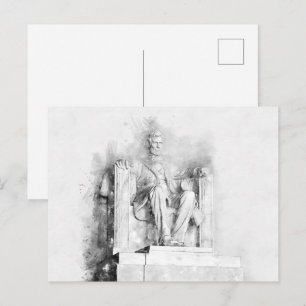 Carte Postale Dessin au crayon et aquarelle du Lincoln Memorial