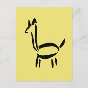 Carte Postale Dessin au pinceau Lama Alpaga Cheval Animal