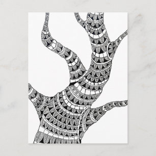 Carte Postale Dessin au stylo d'arbre courbe abstrait 