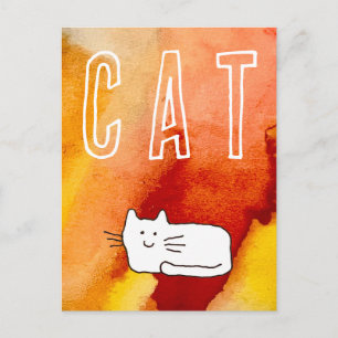 Carte Postale Dessin au trait de chat de dessin animé 