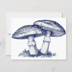Carte Postale Dessin aux champignons antiques