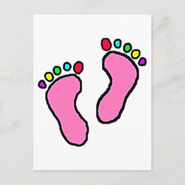 Carte Postale Dessin aux pieds colorés (Devant)
