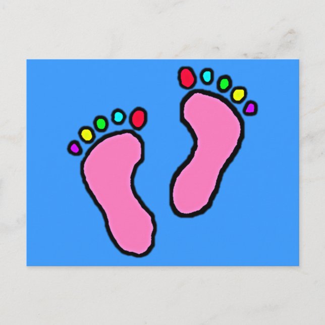 Carte Postale Dessin aux pieds colorés (Devant)