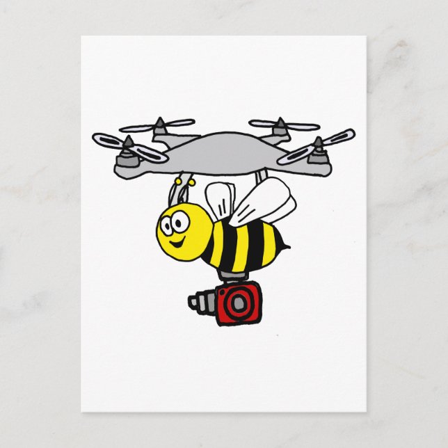 Carte Postale Dessin cool de drone de veste jaune (Devant)