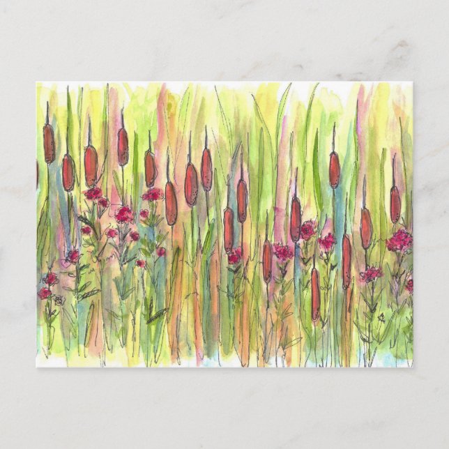Carte Postale Dessin d'aquarelle Fleur sauvage Meadow (Devant)