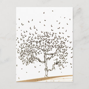 Carte Postale Dessin d'arbre de dessin animé avec feuilles qui t