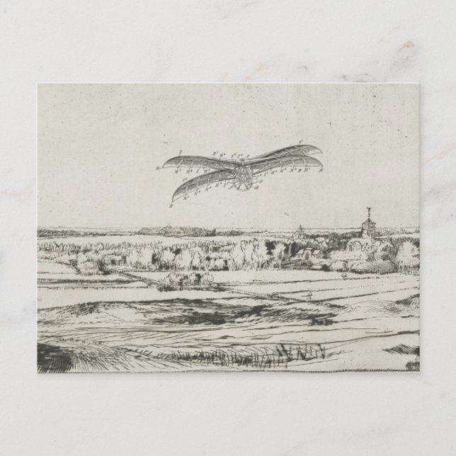 Carte Postale Dessin d'art de la machine de vol de l'avion vinta (Devant)