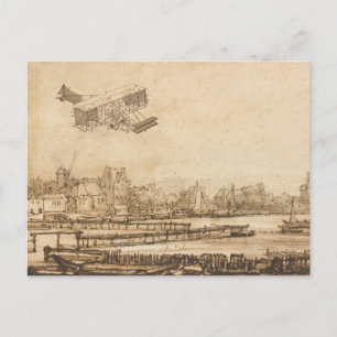 Carte Postale Dessin d'art de la machine de vol de l'avion vinta