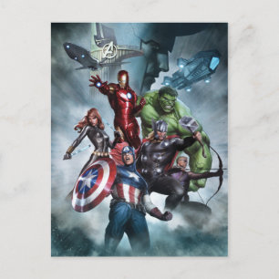 Carte Postale Dessin d'Avengers contre Loki