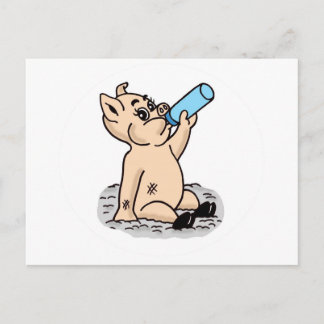 Carte Postale Dessin de bébé cochon