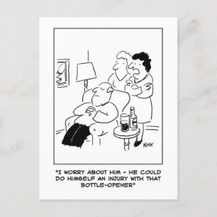 Carte Postale Dessin de blessure à l'ouvre-bouteille. Drôle