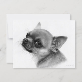 Carte Postale Dessin de charbon de Chihuahua primé