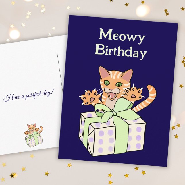 Carte Postale Dessin de chat drôle d'anniversaire personnalisé (Créateur téléchargé)