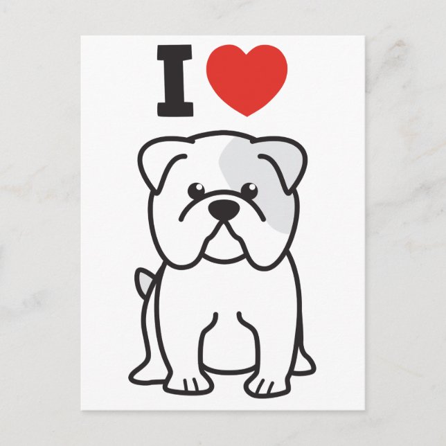 Carte Postale Dessin de Chien à Bulldog (Devant)