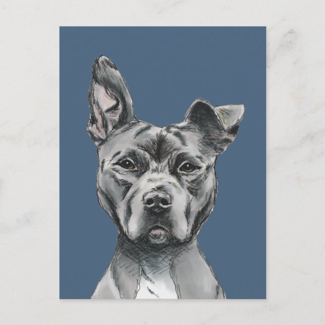 Carte Postale Dessin de chien de Terrier à puces élégant (Devant)