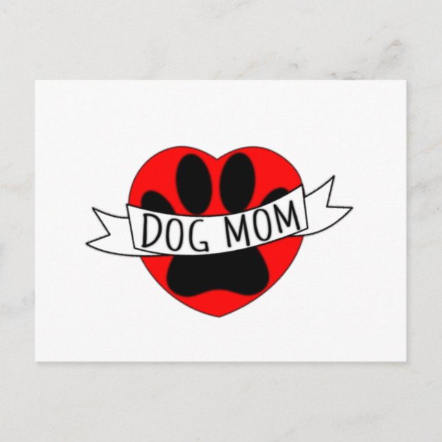 Carte Postale Dessin De Chien Maman Paw Et Red Heart (Devant)