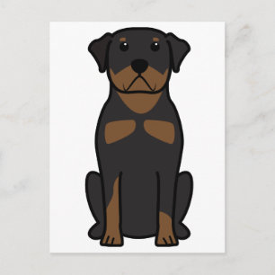 Carte Postale Dessin de chien Rottweiler
