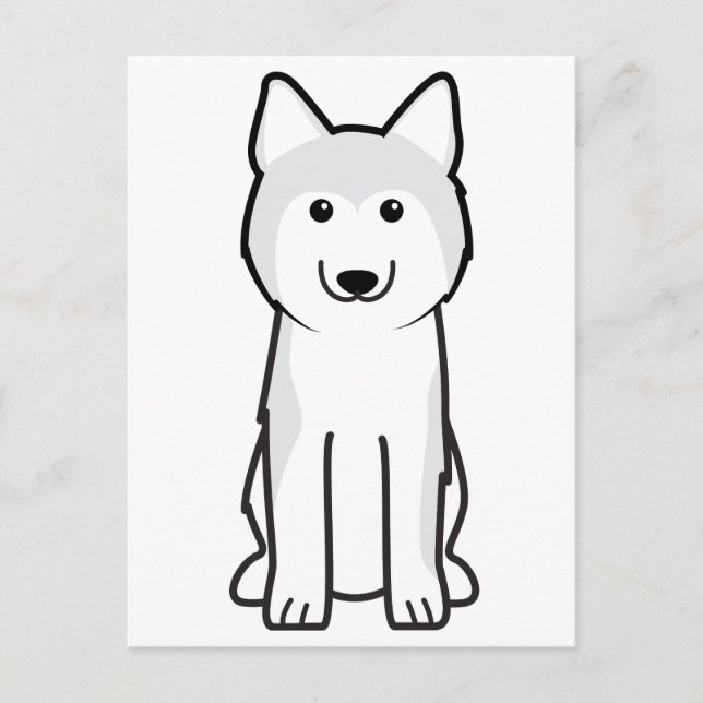 Carte Postale Dessin de Chien Sibérie Husky (Devant)