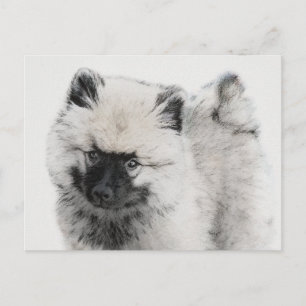 Carte Postale Dessin de chiot Keeshond - Art original de chien m