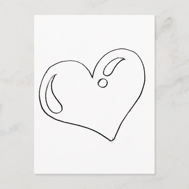 Carte Postale Dessin de coeur pour imprimer et peindre (Devant)
