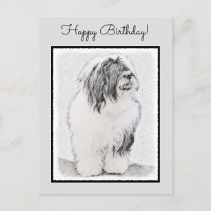Carte Postale Dessin de collie à oreilles - Joli art original de