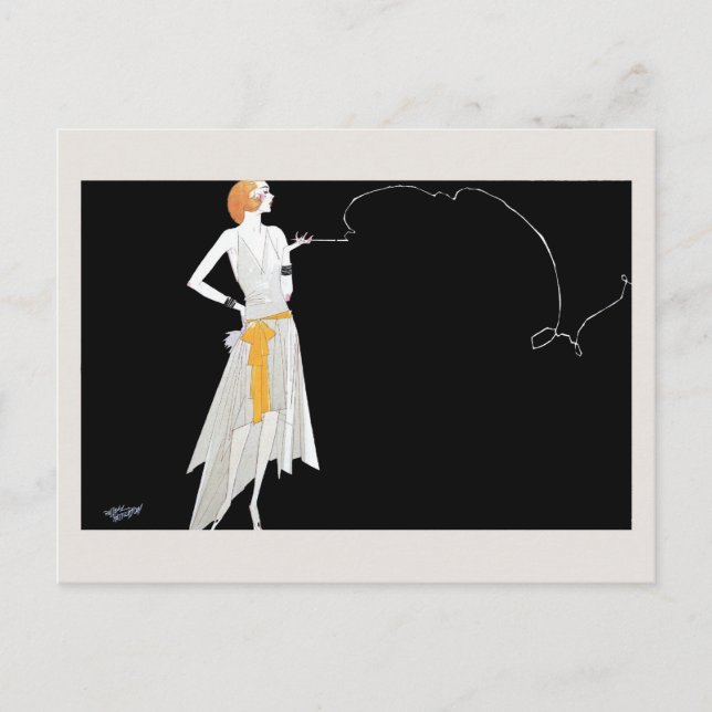 Carte Postale Dessin de fille flapper de mode des années 1920 (Devant)