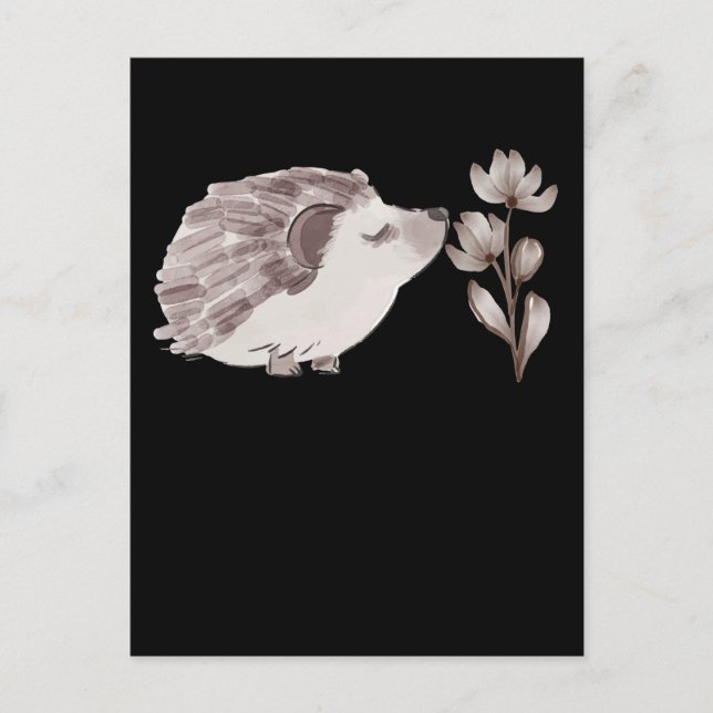 Carte Postale Dessin de fleurs de bébé hérisson (Devant)