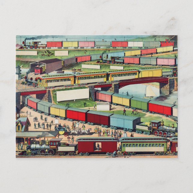 Carte Postale Dessin de gare vintage (Devant)