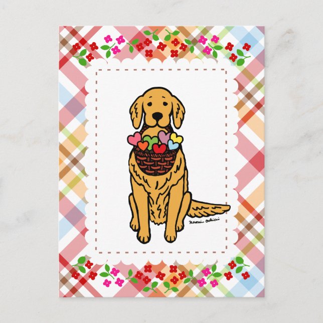 Carte Postale Dessin de Golden Retriever (Devant)