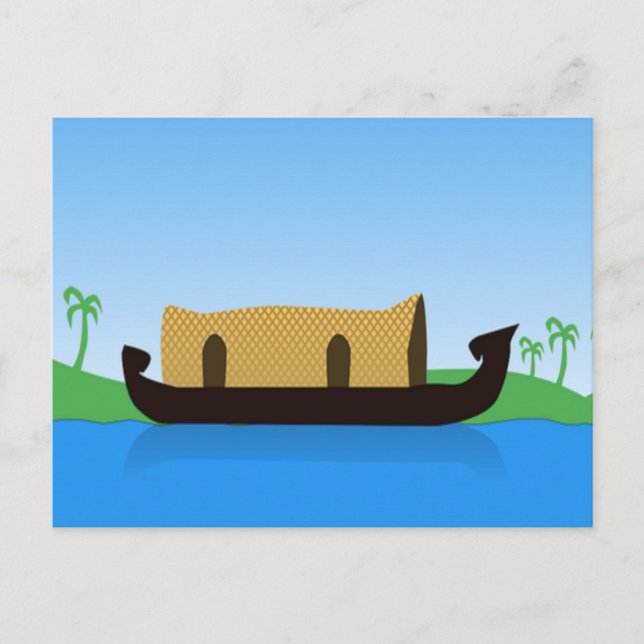Carte Postale Dessin de kérala Houseboat (Devant)