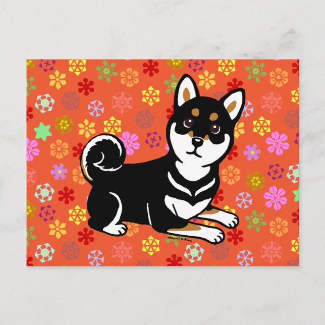 Carte Postale Dessin de Kuro Shiba Inu (Devant)
