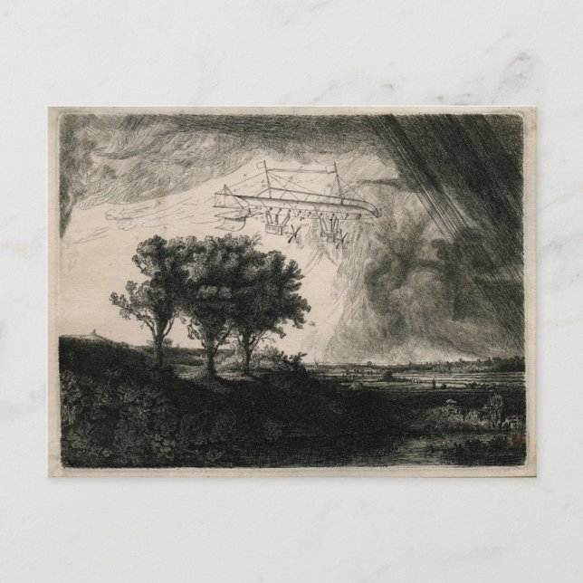 Carte Postale Dessin de la machine à voler Vintage (Devant)