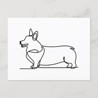 Carte Postale Dessin de ligne de corgi