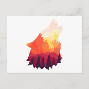Carte Postale Dessin de loup en colère