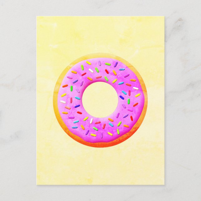 Carte Postale Dessin De Mignonne Donut Avec Des Saupoudrages (Devant)