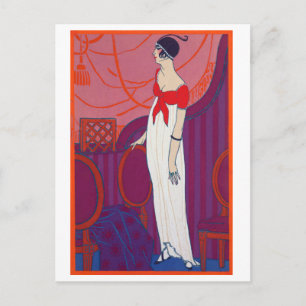 Carte Postale Dessin de mode Art déco rouge par George Barbier