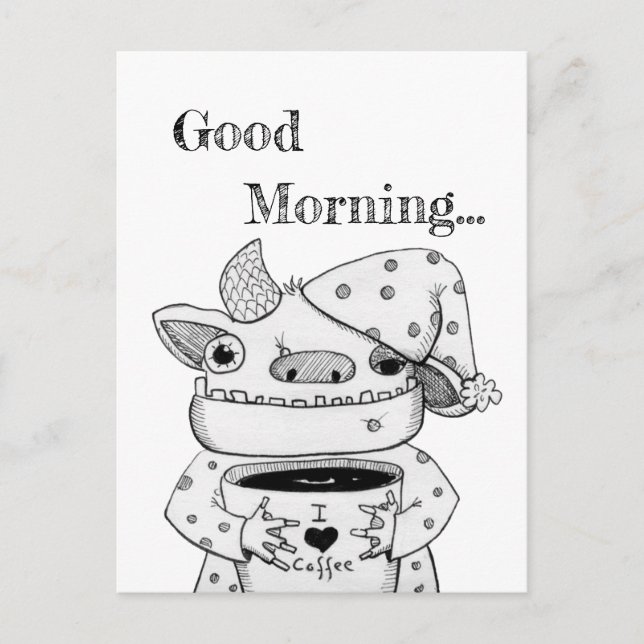 Carte Postale Dessin de monstre amusant / Bonjour (Devant)