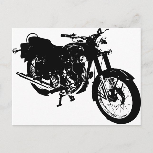 Carte Postale Dessin de moto noir et blanc (Devant)