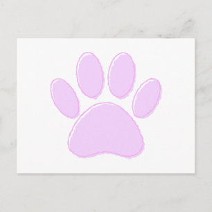 Carte Postale Dessin de patte de chien rose clair mignon