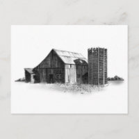 DESSIN DE PENCILE : VIEUX BARN, SILO : RÉALISME