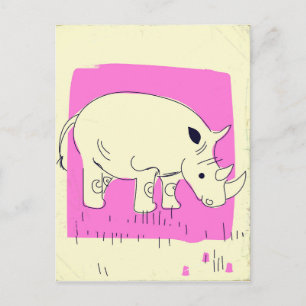 Carte Postale Dessin de Rhino de style vintage