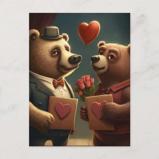 Carte Postale Dessin de Saint Valentin (Devant)