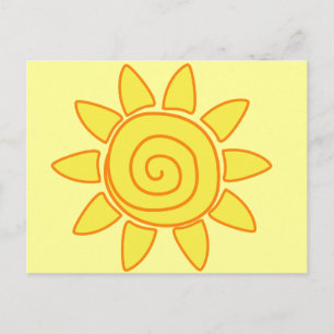 Carte Postale Dessin de soleil mignon dessiné à la main Illustra