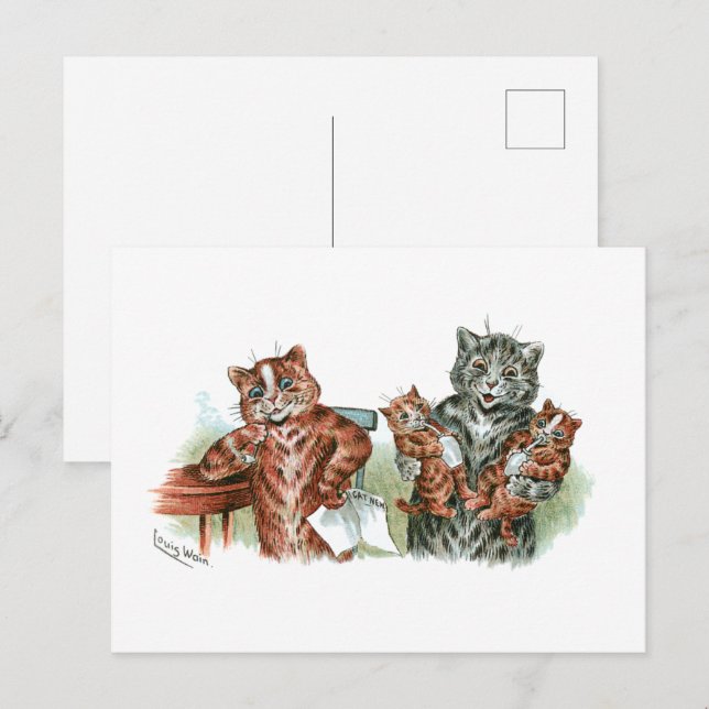 Carte Postale Dessin de Twin Kittens (Devant / Derrière)