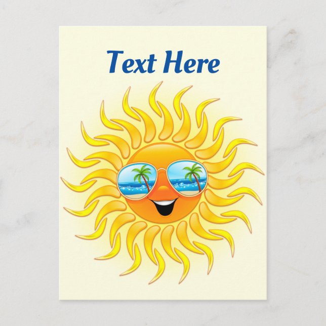Carte Postale Dessin d'été avec lunettes de soleil (Devant)
