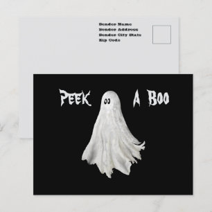 Carte Postale Dessin drôle de fantôme d'Halloween passé