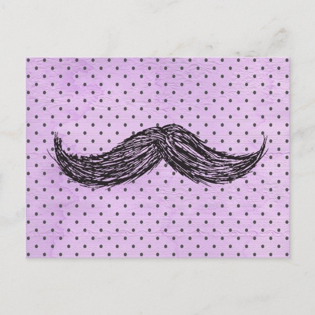 Carte Postale Dessin    DrôleMoustache Avec Pois Violets (Devant)