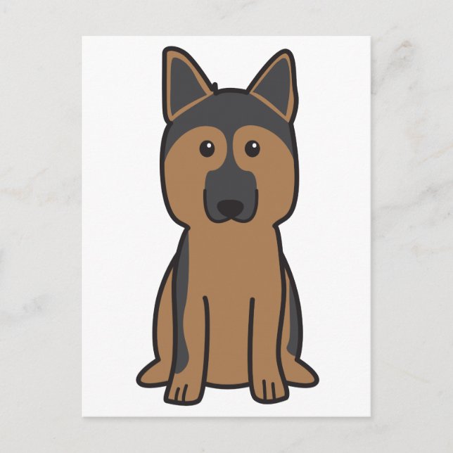 Carte Postale Dessin du chien berger allemand (Devant)